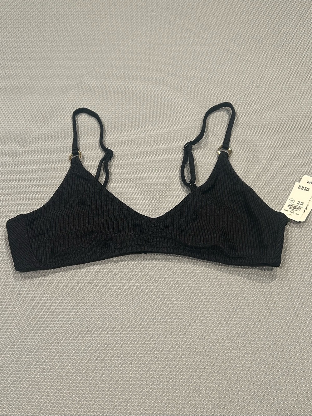 aerie Black Ribbed Triangle Bikini Top NWT